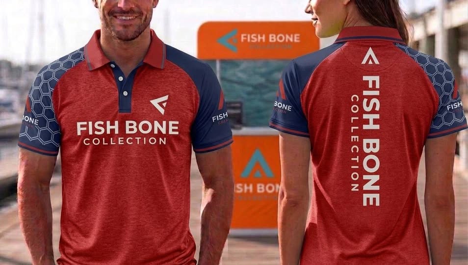 Performance Polo – Heathered Red & Navy | Fish Bone Collection