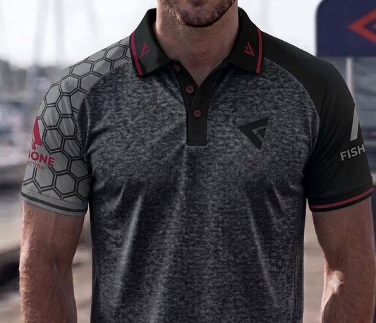 Fish Bone Collection Performance Polo | Charcoal Heather