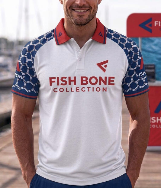 Fish Bone Collection Arctic White Tournament Performance Polo